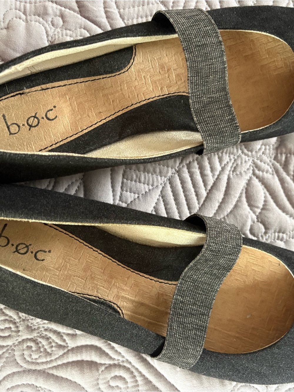 b.o.c. Charcoal Gray Mary Jane Flats with Elastic Strap